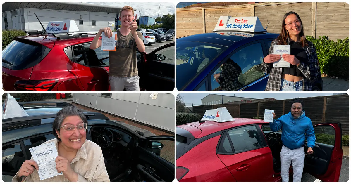 A selection of real MPL learners celebrating driving-test passes