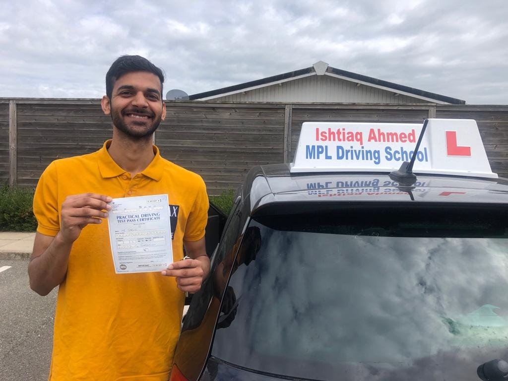 Driving lesson with instructor and student in car